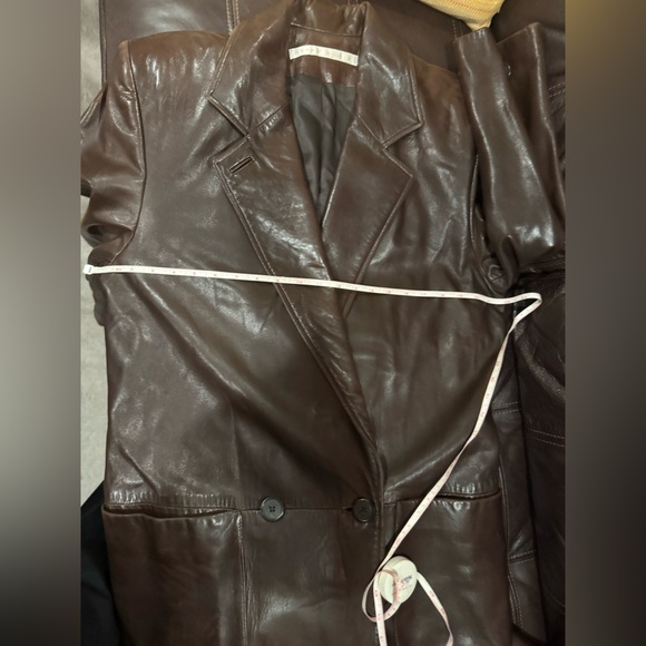 Vintage Perry Ellis Dark Brown lamb Leather Jacket sz 10 from Saks 5th Avenue - Picture 8 of 13